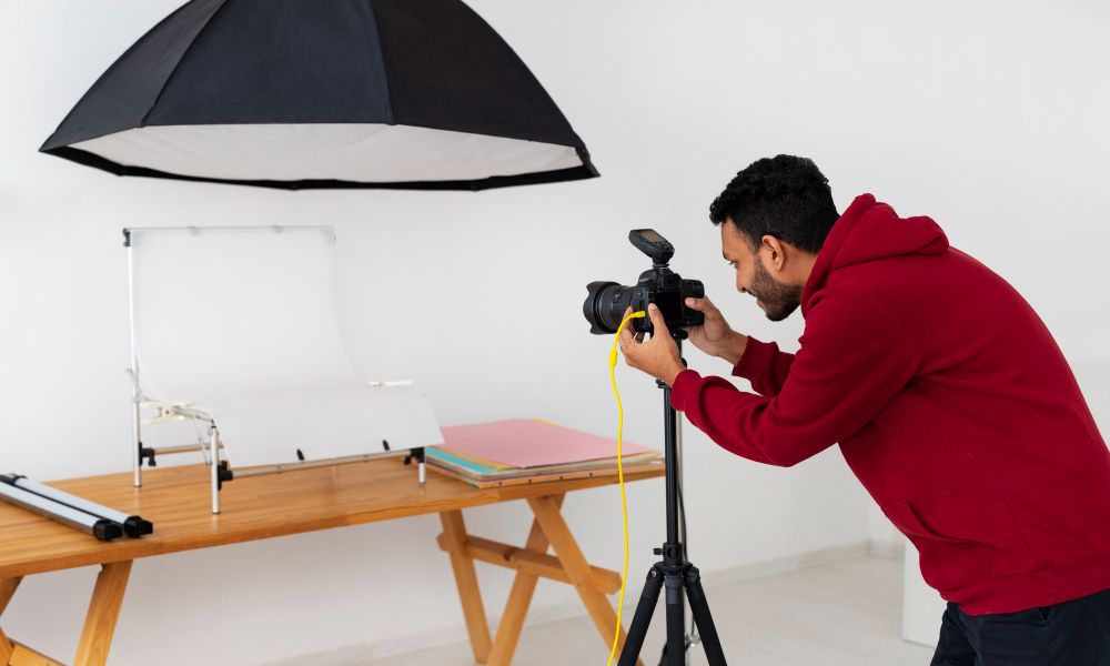 product photography setup with single light source