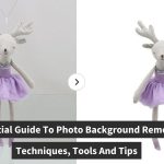 Image illustrating background removal: a soft toy deer with its original background on the left and a white background on the right