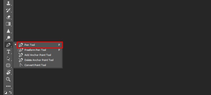 Screenshot of Adobe Photoshop with the Pen Tool selected in the toolbar