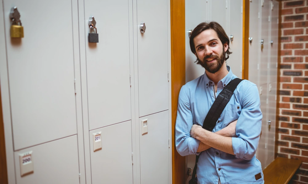 Senior photography near lockers