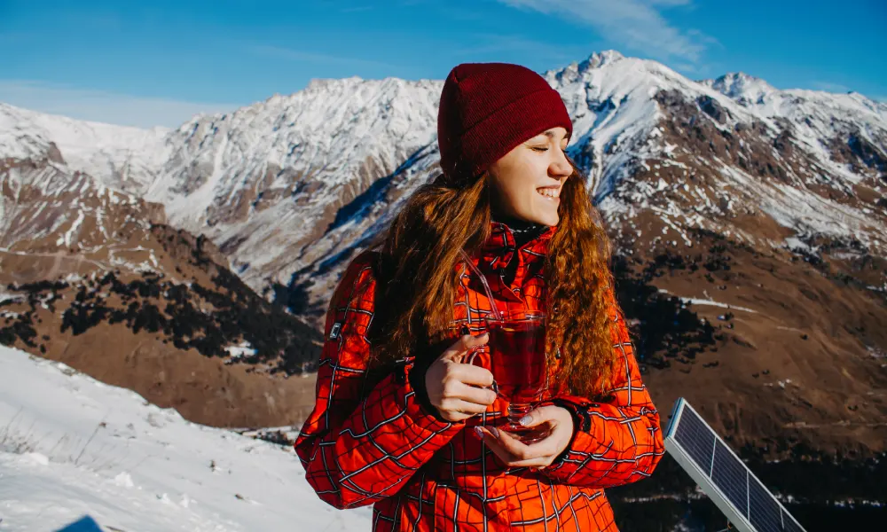 Women with mountain backdrop