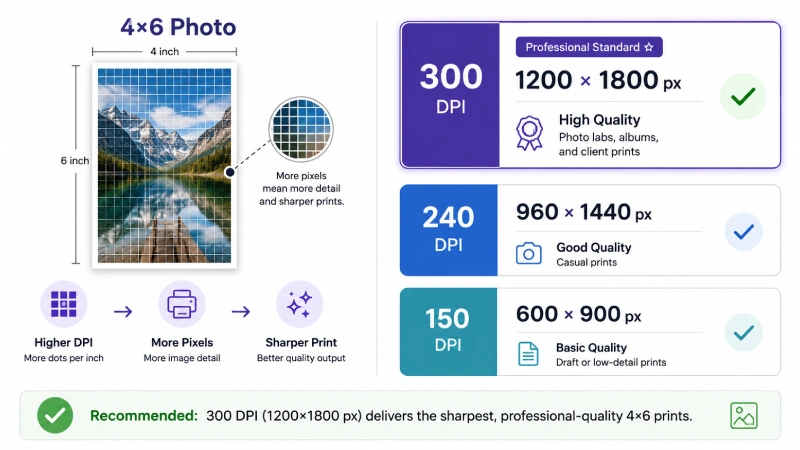4x6 inch photo size in pixels