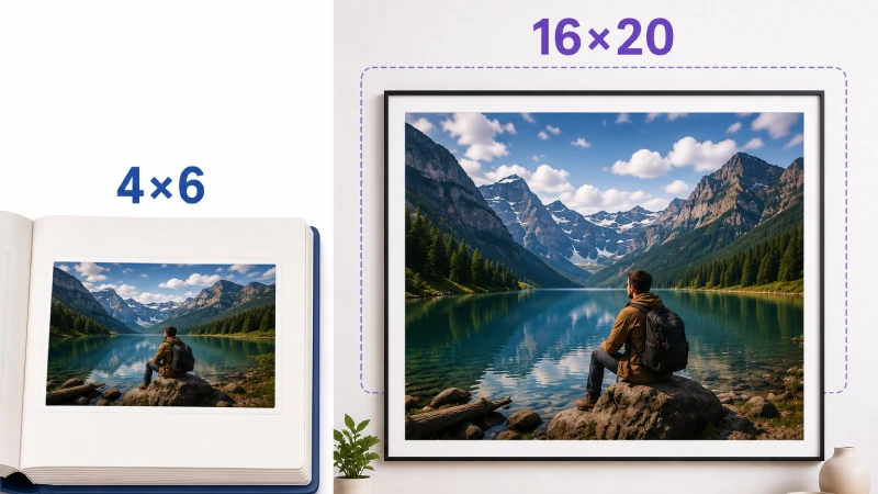 4×6 vs 16×20 photo print size comparison
