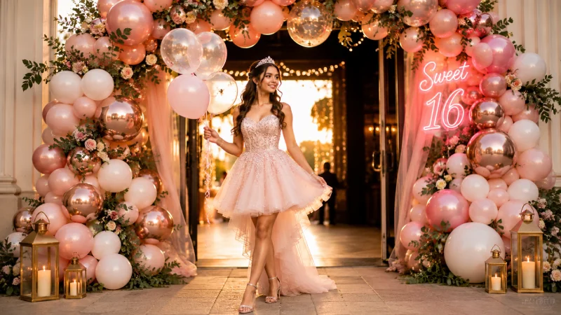 Balloon Arch Entrance Pose