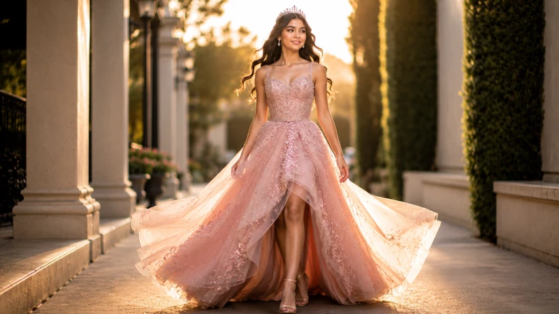 Girl Walking with Flowing Dress