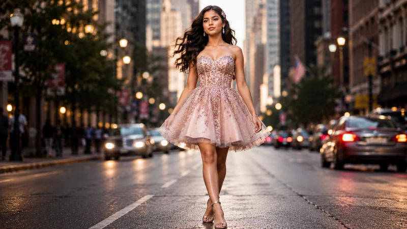 Girl walking into runway
