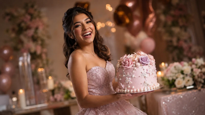 Holding Cake Laugh Pose